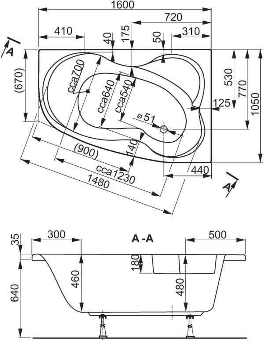 Акриловая ванна VAGNERPLAST MELITE 160 Right