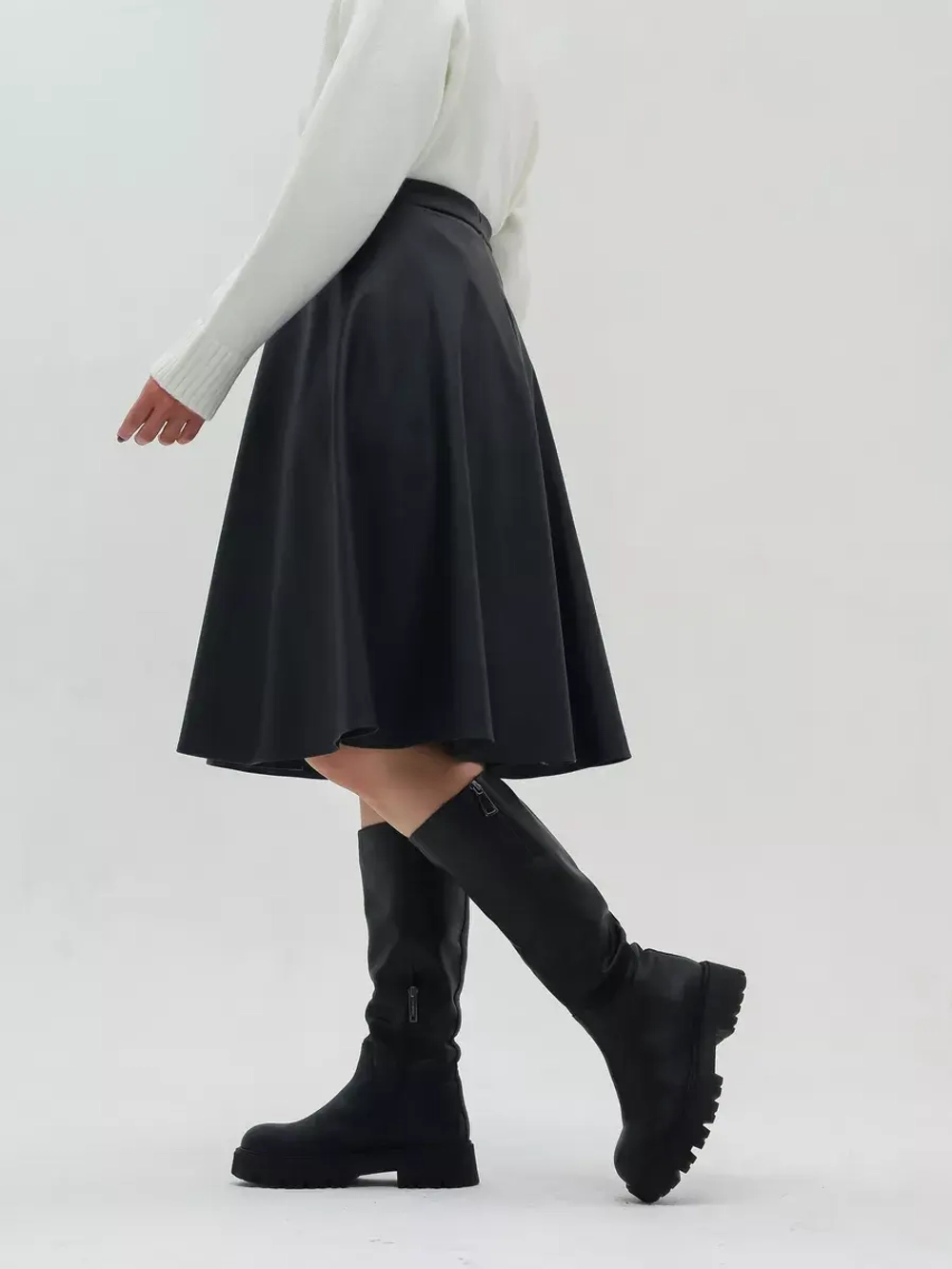 Юбка кожаная миди из экокожи