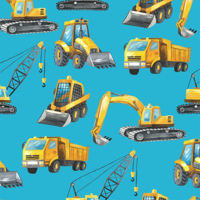 строительная техника акварель на голубом фоне