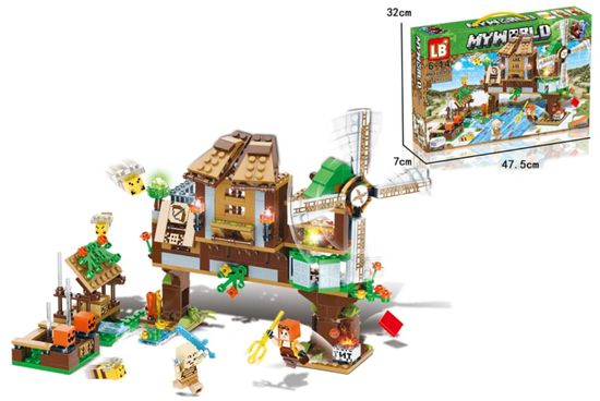 Конструктор Майнкрафт Мельница у реки 402 детали с LED-деталями