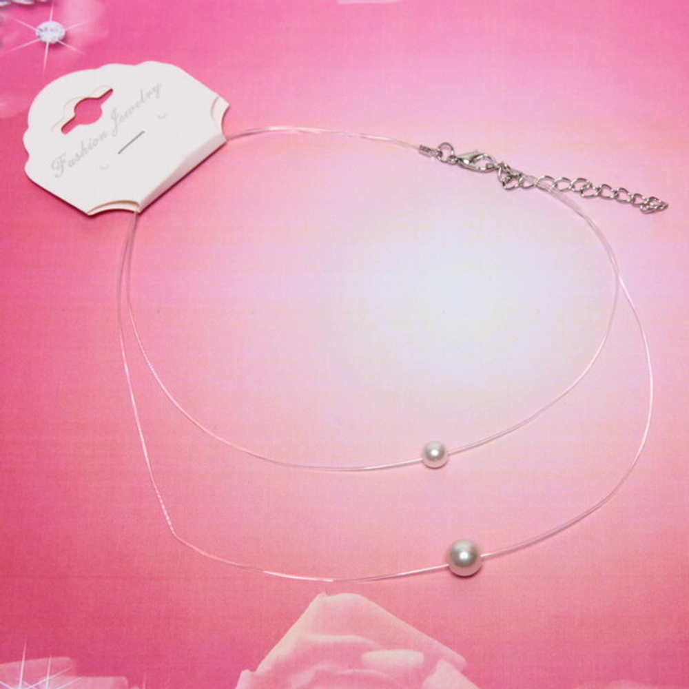 Подвеска двойная на шею на леске «Emerald - Жемчужинка», d-0.6мм