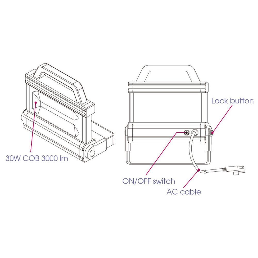 KING TONY (9TA42A) Фонарь-прожектор светодиодный, 220 В, 3000 люмен