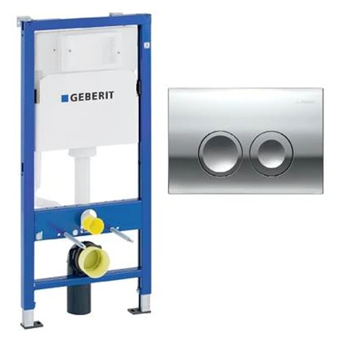 Инсталляция для подвесного унитаза Geberit Duofix 458.124.21.5 с панелью смыва, хром глянцевый