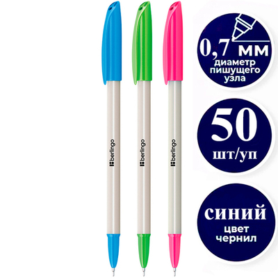 Ручка шариковая BERLINGO "Perlamutik" 0,7 мм, синяя, ассорти
