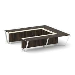 Steel Meet Стол переговорный П-образный KM-PR.B.SP-11P Дуб Мали/Ваниль Глянец/Металл Белый 3200*3200