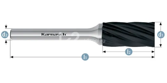 Борфреза твердосплавная Karnasch форма B, 3х14х3х38 мм, насечка HP-7 по алюминию, покрытие Black-Tec, арт. 11.5015-015