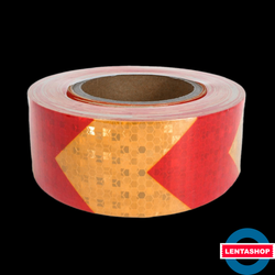 Красно-жёлтая стрелка светоотражающая лента самоклеящаяся 50 мм х 25 м