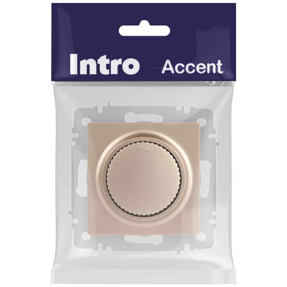 Светорегулятор Intro Accent 6-401-04 поворотный, 600Вт 230В, IP20, СУ, шампань