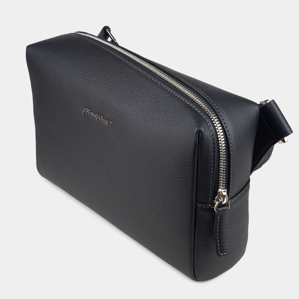 Сумка поясная Slash из кожи теленка, черного цвета