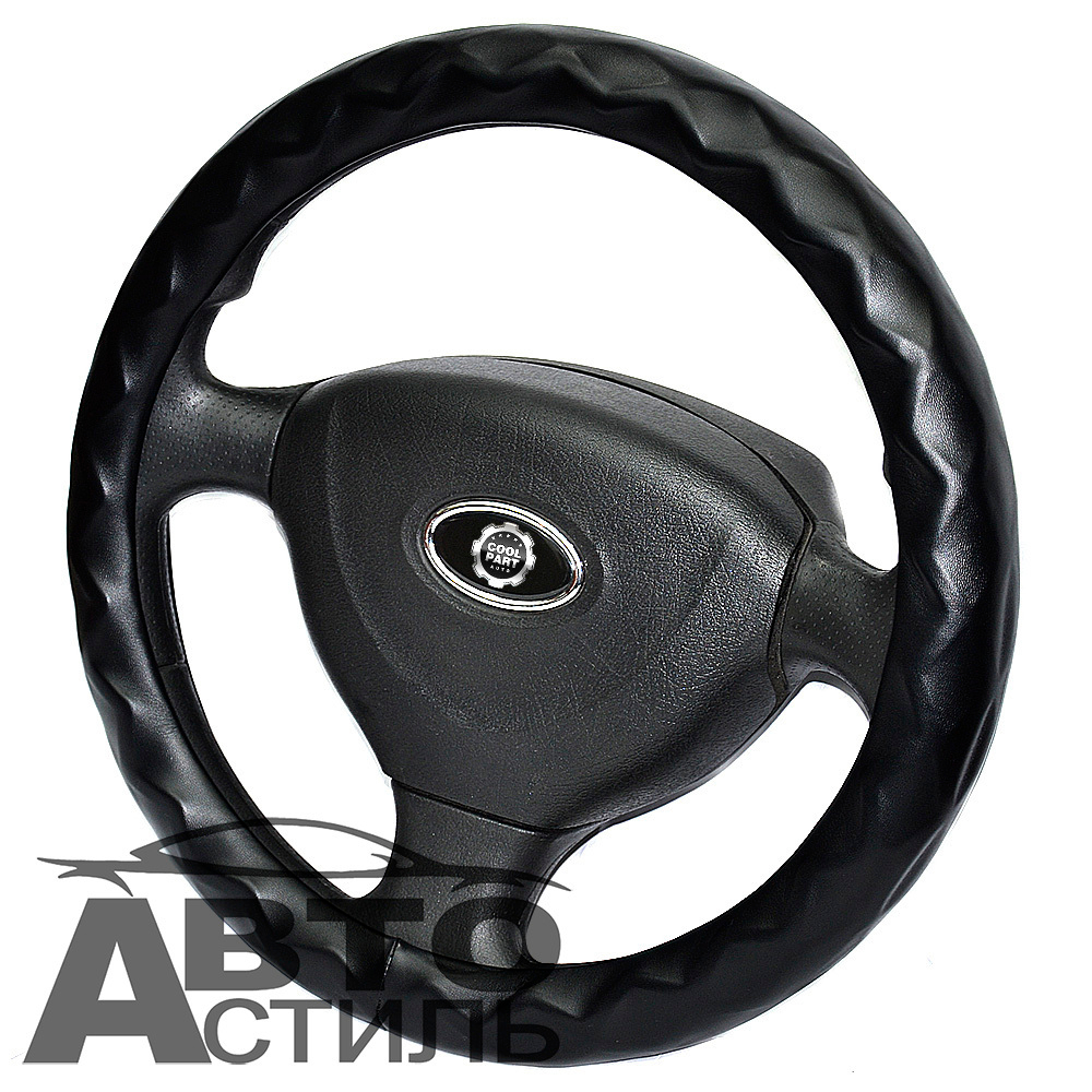 Оплетка на руль круглая Coolpart MAXIMAL (37*38) к/з черный R15BL