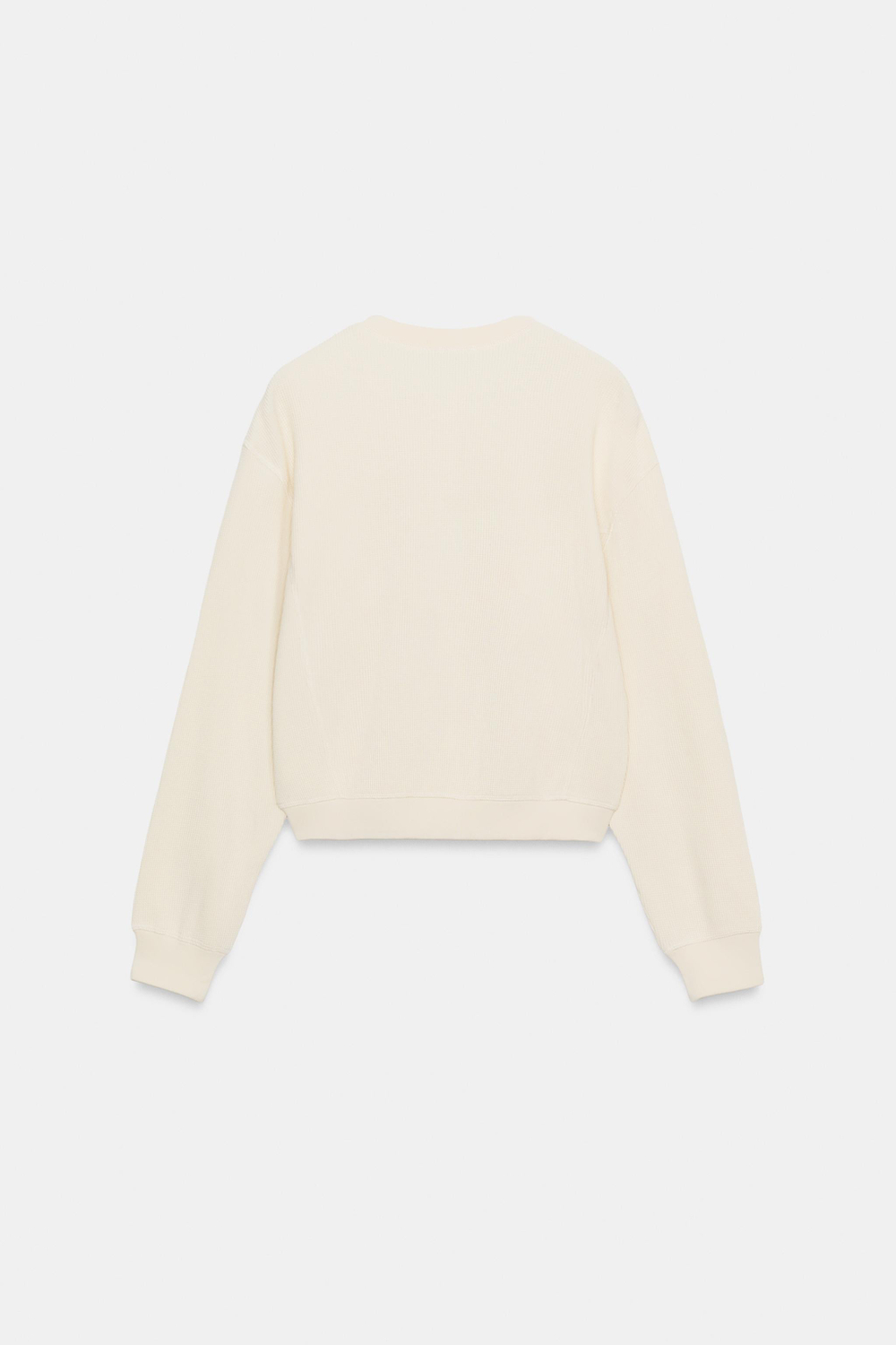 ZARA ХЛОПКОВЫЙ СВИТЕР С ВАФЕЛЬНОЙ ТЕКСТУРОЙ, ЭКРЮ