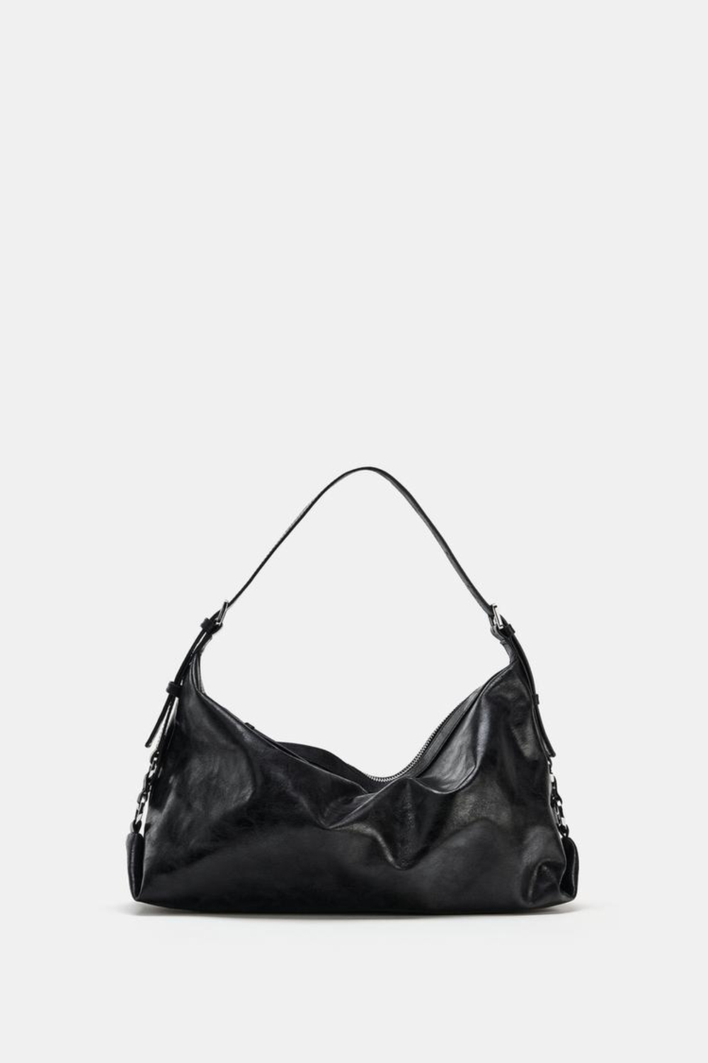 ZARA СУМКА С МЕТАЛЛИЧЕСКОЙ ПРЯЖКОЙ, ЧЕРНЫЙ