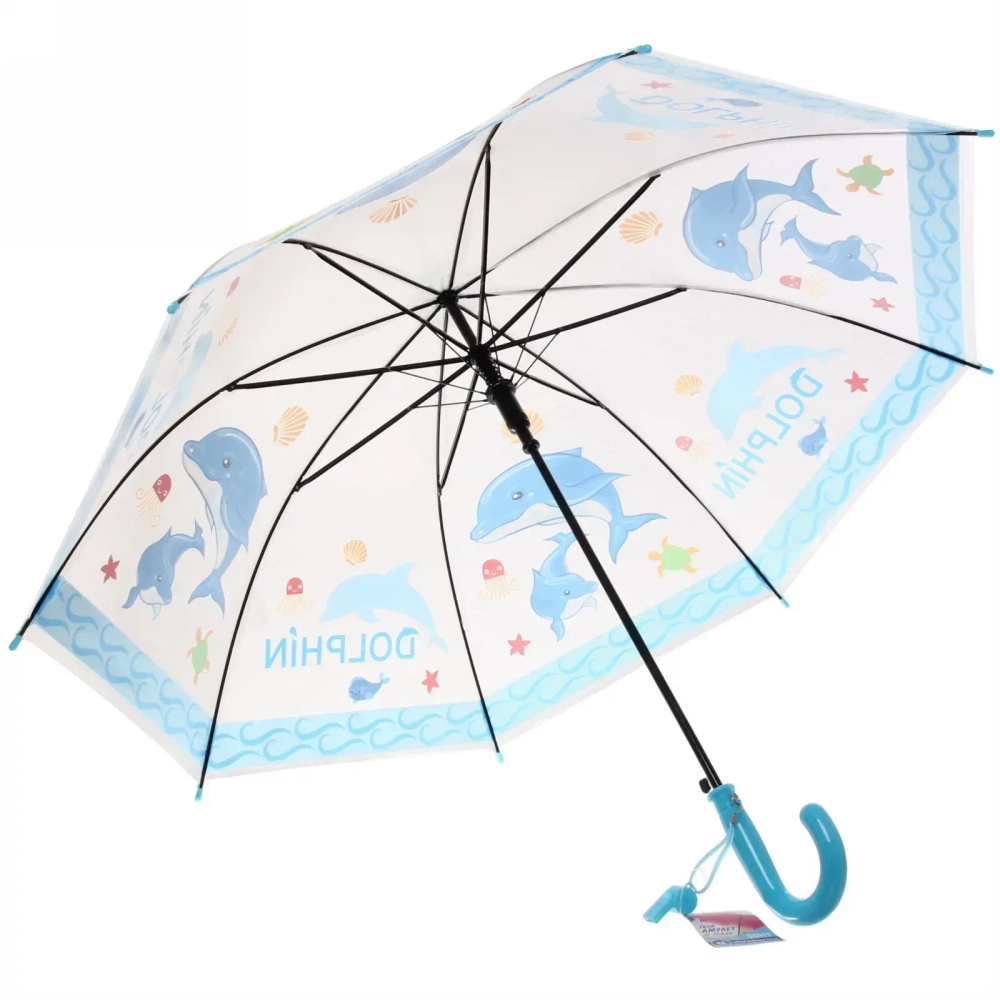 Зонт детский полуавтомат «Ultramarine - Весёлые зверята», микс 6 цветов, 8 спиц, d-98см, длина в слож. виде 65см