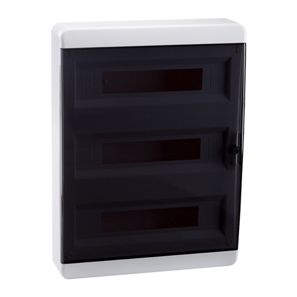 Щит навесной OptiBox P-BNK-2-54-IP41 54 (3x18) модулей прозрачная черная дверца IP41 КЭАЗ (электрический шкаф) 117935