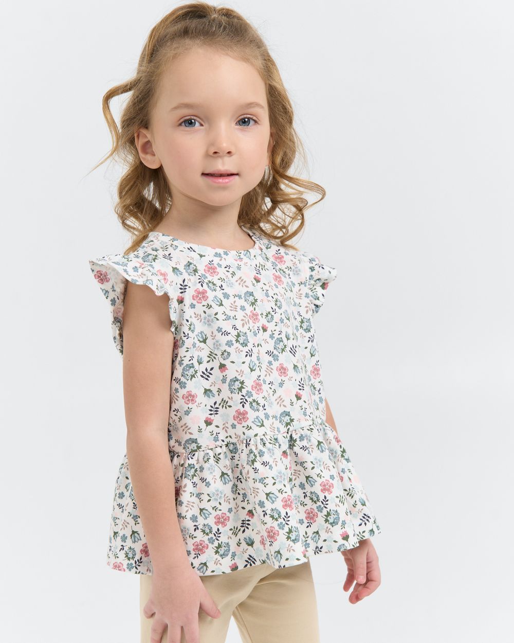 Футболка с баской "Цветы"