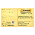 Twinings, ароматизированный травяной чай, лимон и имбирь, без кофеина, 50 чайных пакетиков, 75 г (2,65 унции)