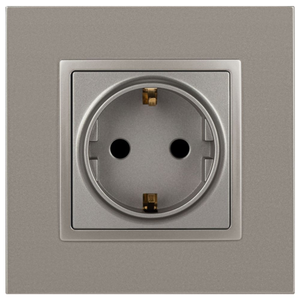 Розетка ЭРА Elegance 14-2102-16 с заземлением 2P+E Schuko со шторками 16А-250В титан