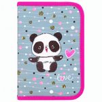 Пенал с наполнением BRAUBERG, 1 отделение, 1 откидная планка, 24 предмета, полиэстер, 21х14 см, "Funny panda", 270315