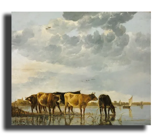 Репродукция " Альберт Кейп - Коровы на реке"
