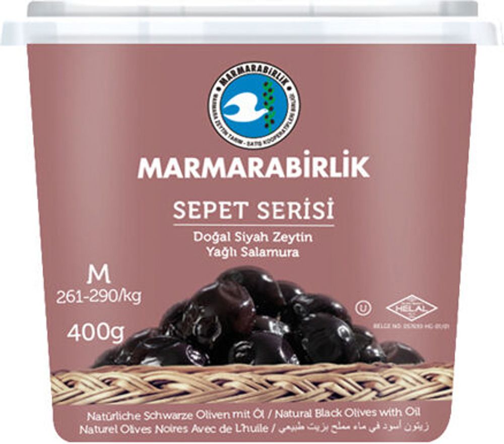 Маслины Marmarabirlik Sepet Serisi М черные вяленые с косточкой, 400 г