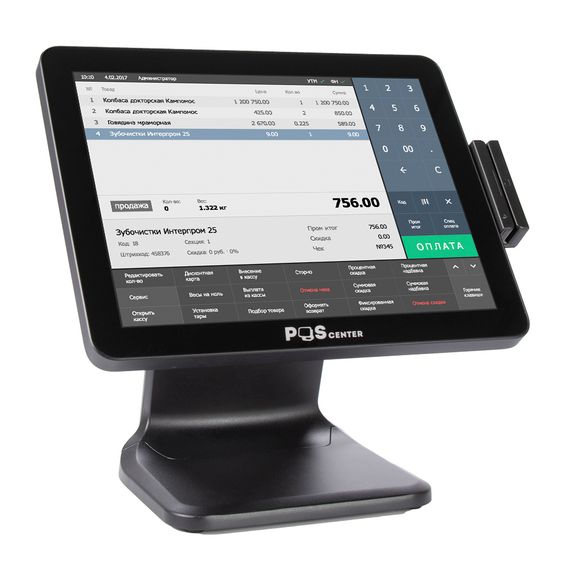 Сенсорный моноблок POScenter POS101 (15&quot;, PCAP, J1900, RAM 4Gb, SSD 64Gb, MSR) без ОС