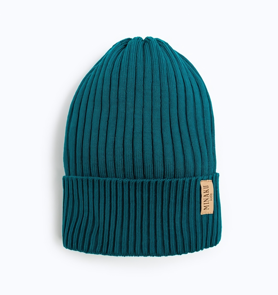 Шапка для девочек с отворотом р-р 52-56, морской волны 7882377 (MINAKU)