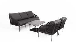 "Канны" лаунж-зона 5-местная плетеная из роупа (веревки), цвет темно-серый