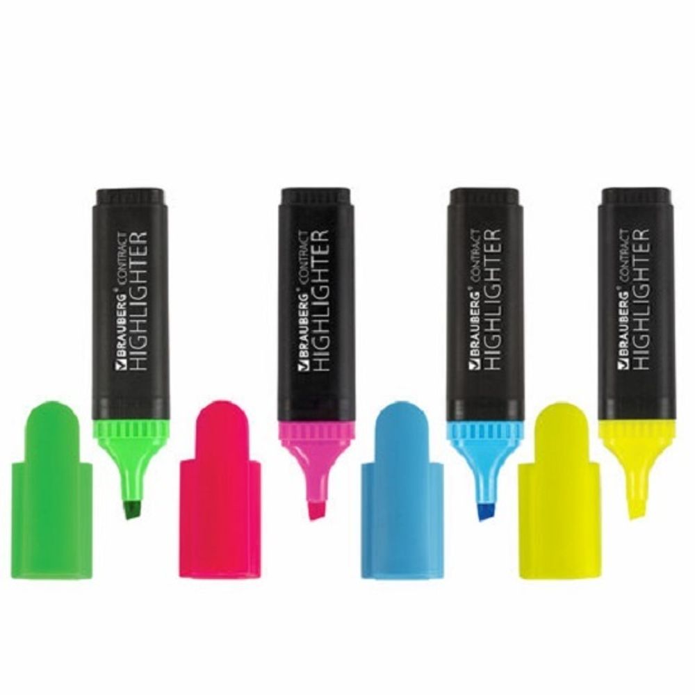Набор выделителей текста 4цв, 1-5мм, Brauberg Contract, 150394