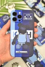 Чехол TPU с защитой камеры. Bearbrick KITH голубой
