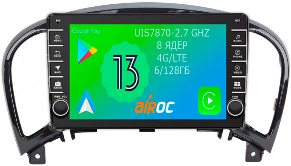 Магнитола для Nissan Juke 2011-2019 - Airoc AB-1210 (кнопки и крутилки), Android 13, TS20, 6/128Гб, SIM-слот, CarPlay
