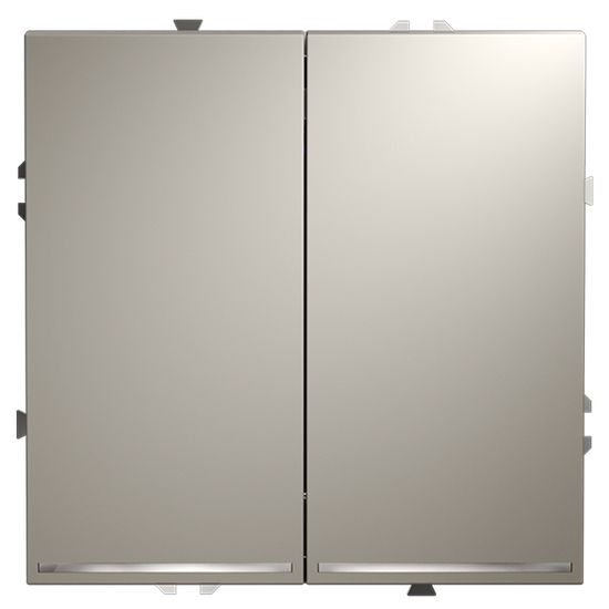 Проходной переключатель встраиваемый VOLTUM S70 двухклавишный с подсветкой 10А, (кашемир)