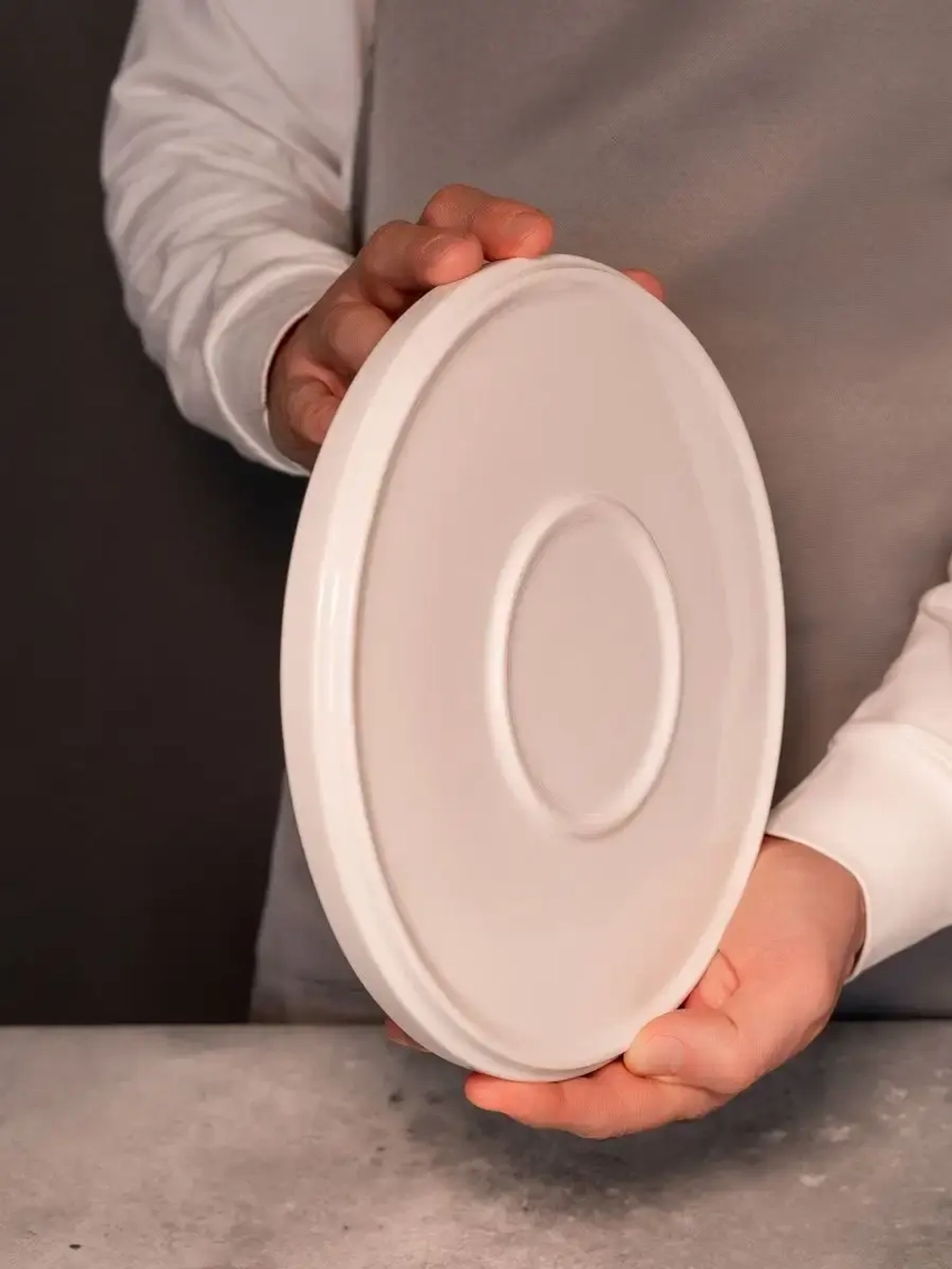 Набор посуды 6 тарелок белый мрамор 25 см