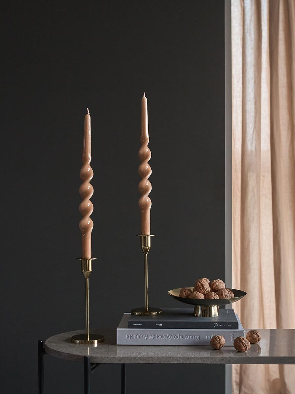 Набор из двух свечей светло-коричневого цвета из коллекции essential, 35 см