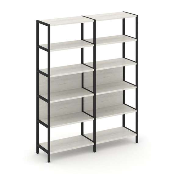 Shelf System Двухсекционный стеллаж пятиярусный SN.STM-521 Дуб Наварра/Металл Черный 1590*400*1980