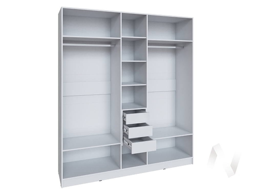 Шкаф Мадрид 2;0 с 3 ящ. внутри без зеркала (белый/ателье светлое)