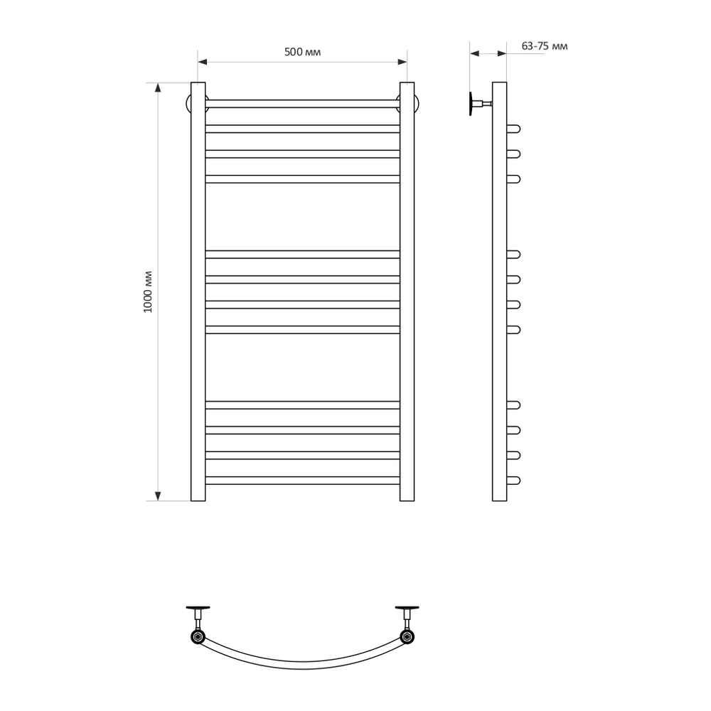 Полотенцесушитель MIXLINE CAPELLA 100х50 г2 (1/2'' ВР, 12 перекладин) водяной