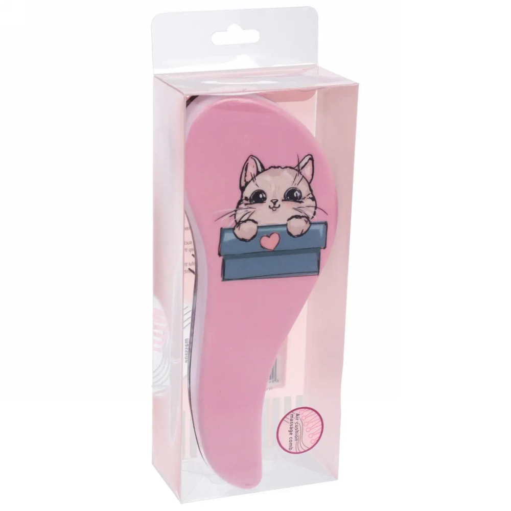 Расческа массажная детская «Pro Hair - Котик Луи», микс 4 цвета, 8*19 см (коробка PVC)