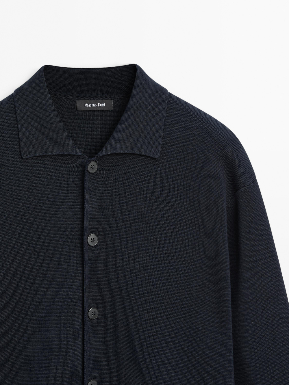 Massimo Dutti Вязаный кардиган из хлопка на пуговицах, темно-синий