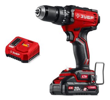 ЗУБР 20 В, 65 Н·м, 1 АКБ LMS (2 А·ч), бесщеточная ударная дрель-шуруповерт (ДБУ-65-21)