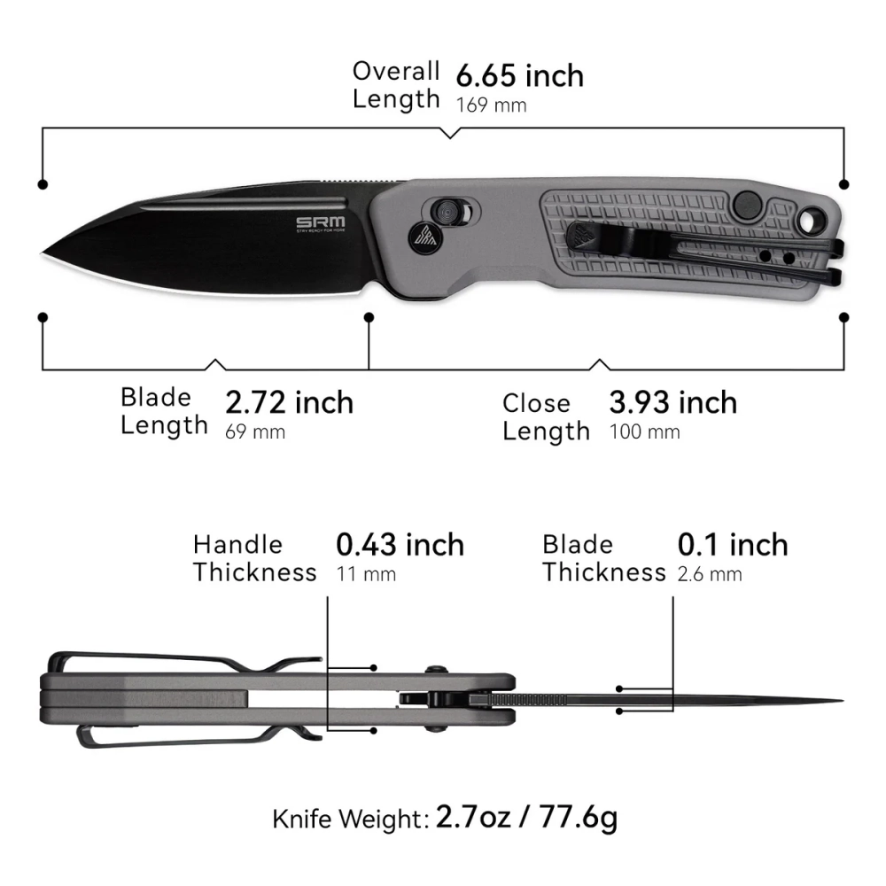Нож складной SRM 7229-AK Scout DLC (14C28N, Gray Aluminium)