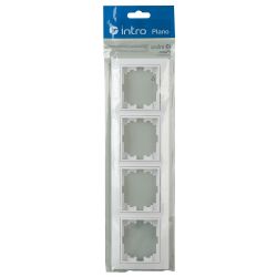 Рамка для розеток и выключателей Intro Plano 1-504-01 на 4 поста горизонтальная, СУ, белый