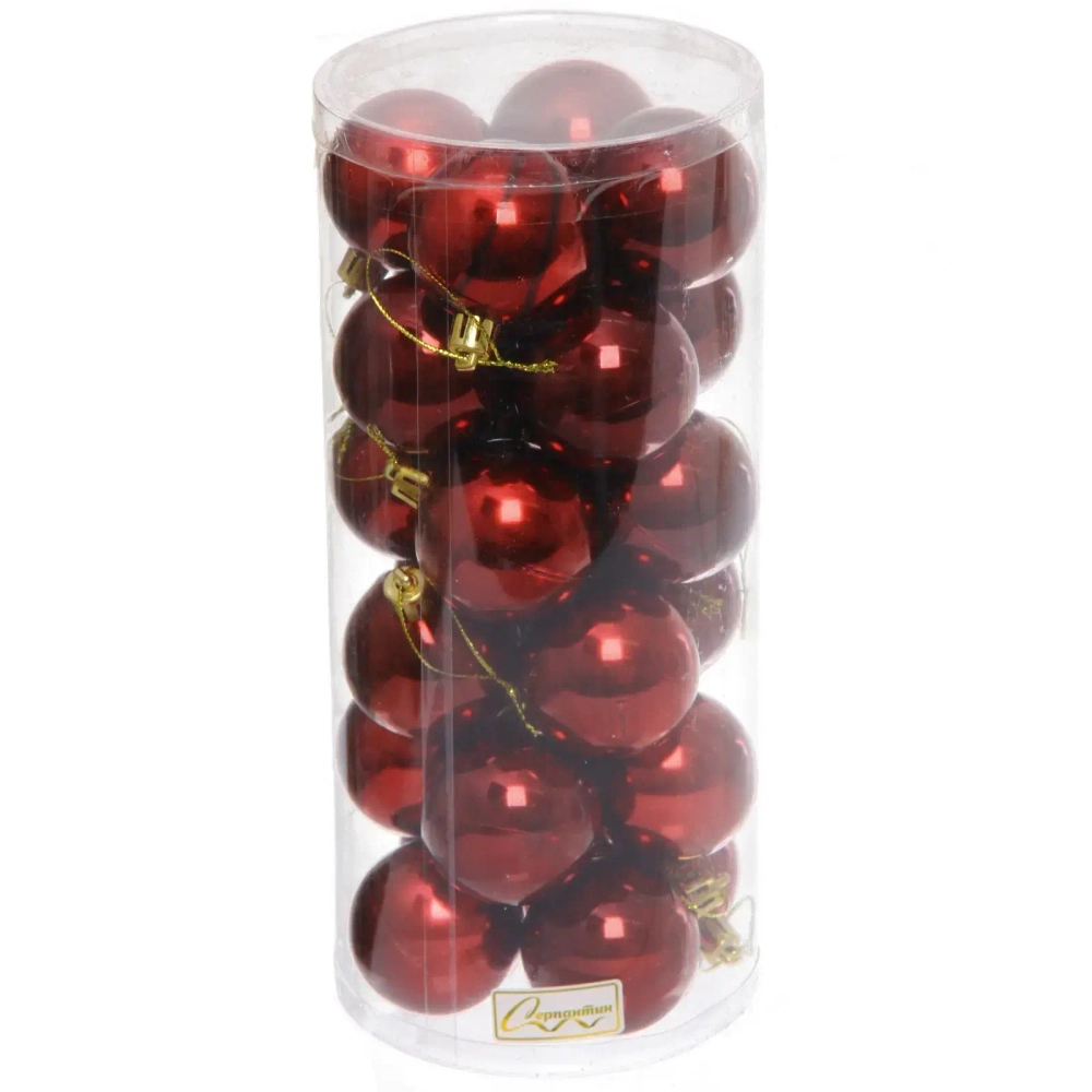 Новогодние шары 5 см (набор 24 шт) «Глянец», темный рубин