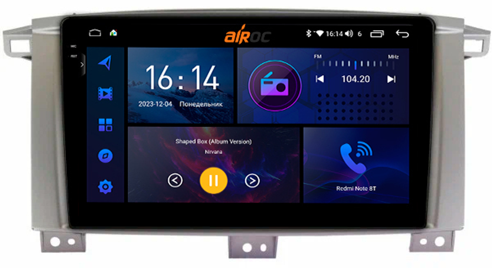Магнитола для Toyota Land Cruiser 105 1998-2007 - AIROC 2K RI-1121 Android 12, QLed+2K, ТОП процессор, 8/128Гб, CarPlay, SIM-слот