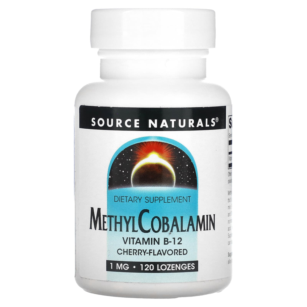 Source Naturals, витамин B12 в виде метилкобаламина, со вкусом вишни, 1 мг, 120 леденцов