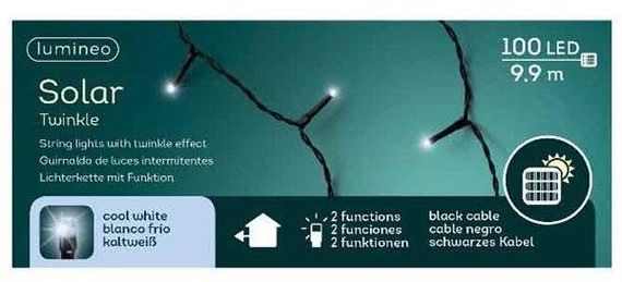 Светодиодная гирлянда на солнечной батарее 9.9 м., 100 холодных белых LED ламп, Kaemingk (494455)