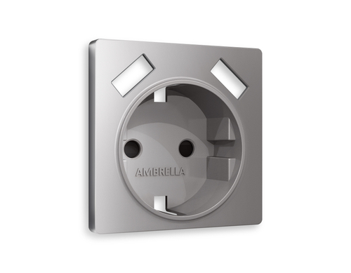 AP5090 Лицевая панель ALFA (Сталь матовый) для электрической розетки с/з со шторками 2USB A+A QUANT