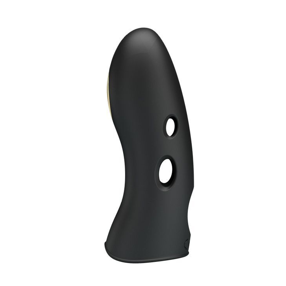 Черная вибронасадка на палец с электростимуляцией Marico (Цвет: черный)