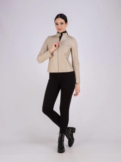 Кожаная куртка короткая на молнии демисезон