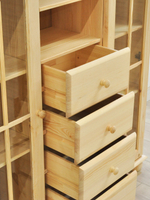 Комод 113х32х94, Бритта, с 3 ящиками для одежды, витрина 2 двери, массив сосны, в натуральной отделке, Dipriz