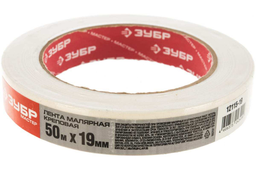 Лента Зубр ЭКСПЕРТ малярная креповая, 19ммх50м 12115-19